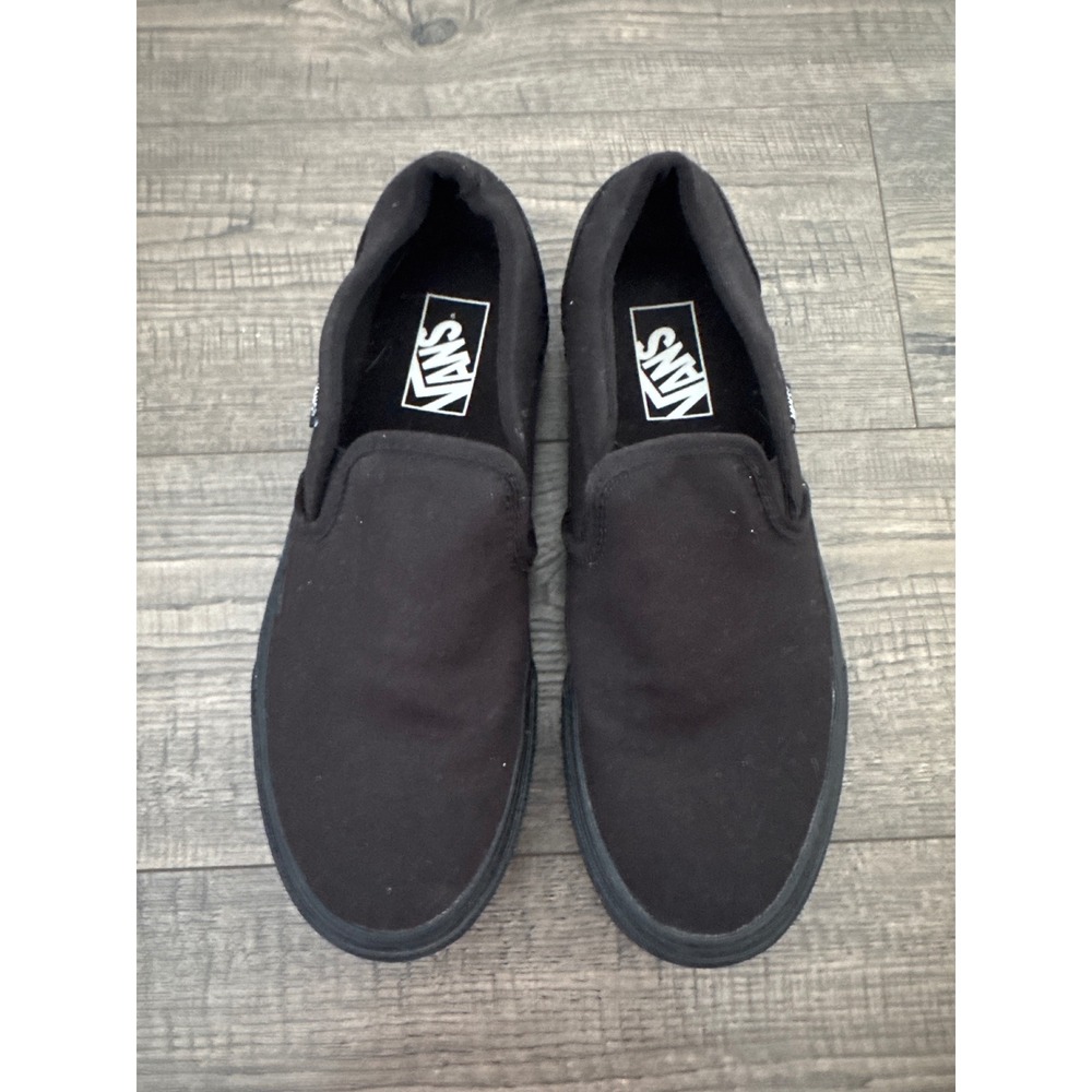 Vans Classic Slip-On Triple Black Canvas Sneakers Womens 8.5 Low Top Shoes